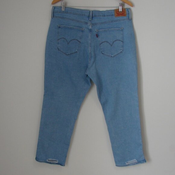 Levi's High Rise Straight Crop Jeans Light Wash Size 34 - Picture 8 of 13